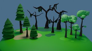 Low Poly Trees   Stylized 3D Asset Pack 12 Models model