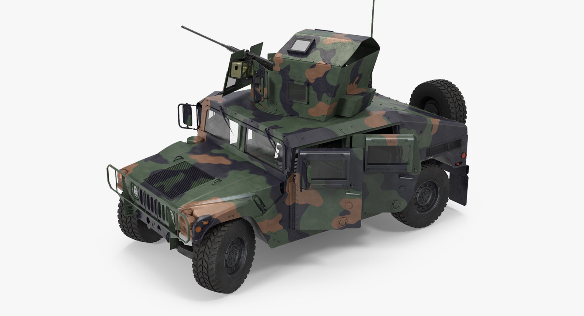 Humvee M1151 Enhanced Armament Carrier Rigged Camo 3D model preview