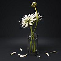 White flower in glass jar