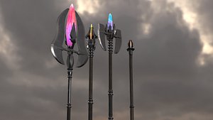staves level1-4 magic staff 3D model