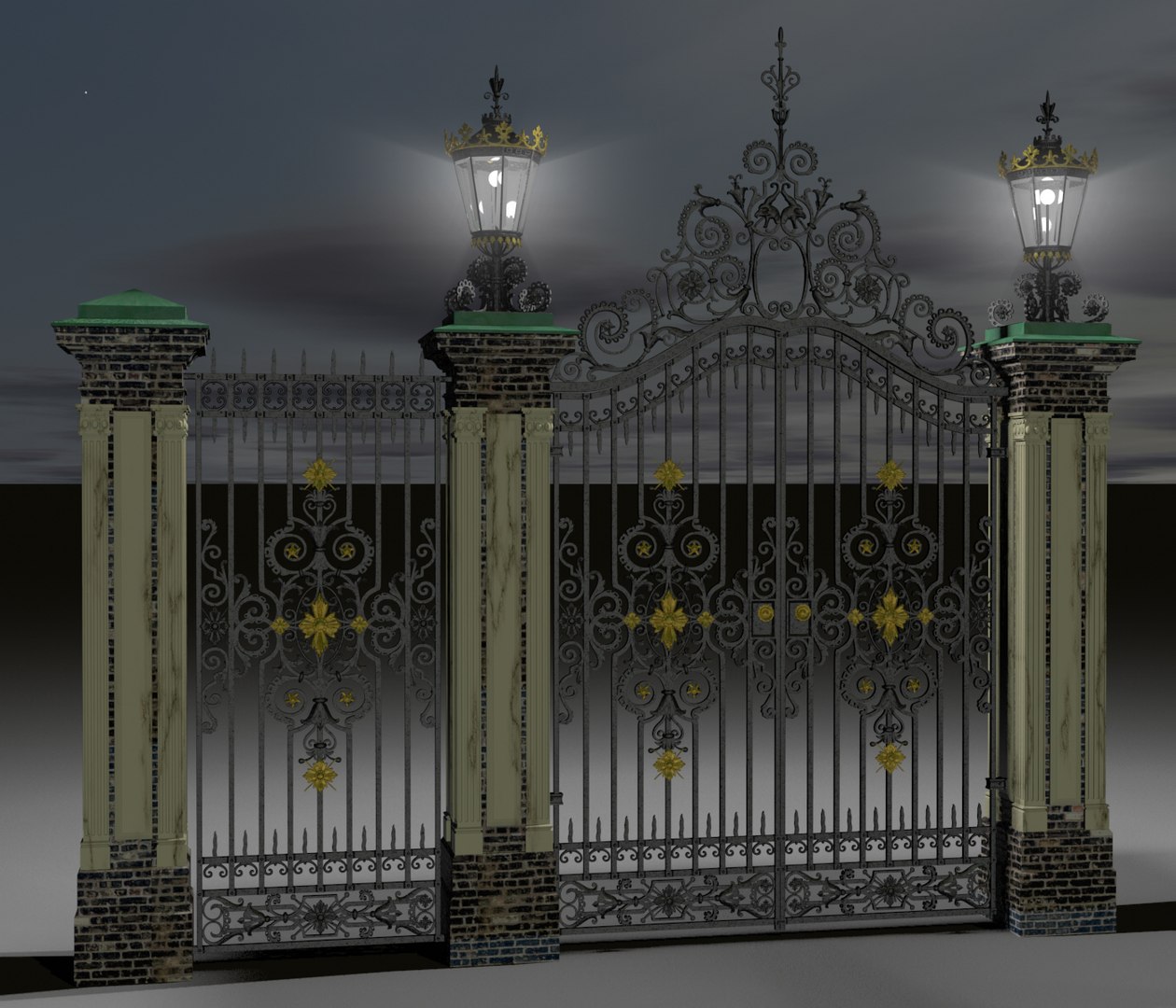 3d metallic gate https://p.turbosquid.com/ts-thumb/x4/eQzCI5/I7eFSR4K/gatenight/jpg/1408447086/1920x1080/fit_q87/206d181e4f23ae659a314d45326502e5a6a40e65/gatenight.jpg