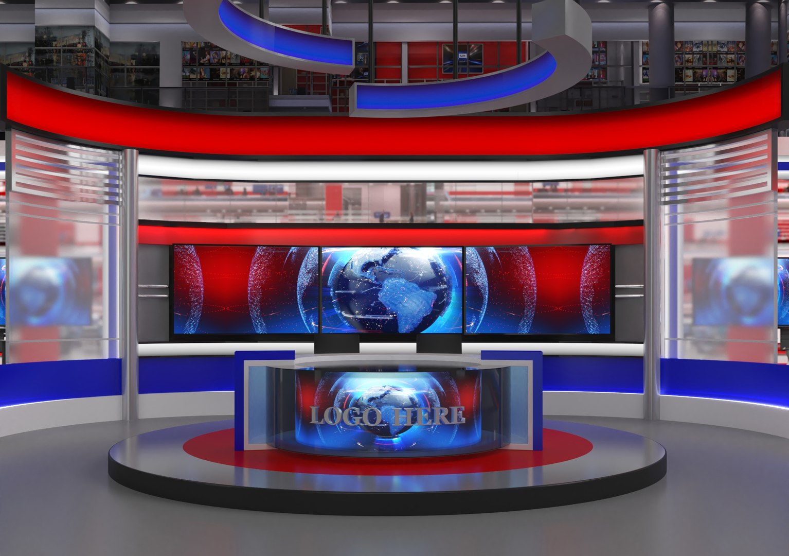 TV Studio News Set Virtual 3D Model - TurboSquid 2371273
