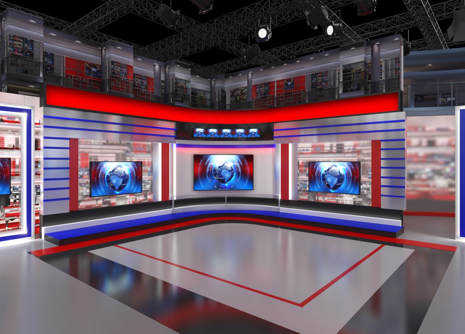 TV Studio News Set Virtual 3D Model - TurboSquid 2371273