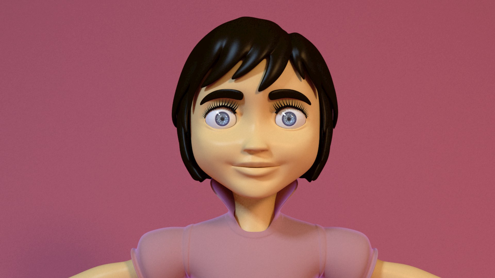 3D Cartoon Girl Rigged Model - TurboSquid 1345800