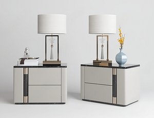 New Chinese Style Bedside Cabinet and Lamp Set