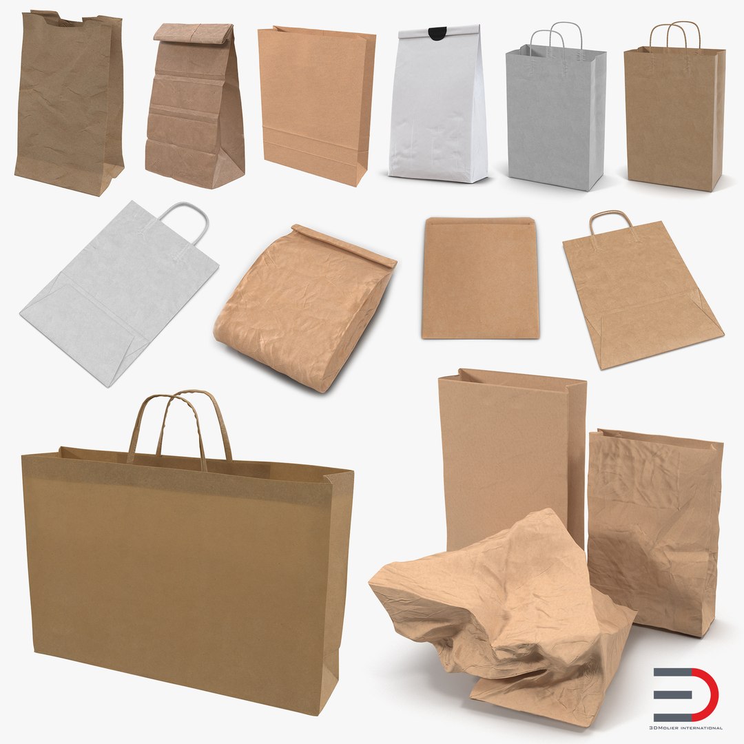 Paper Bags 3D Models Collection 3 3D model preview
