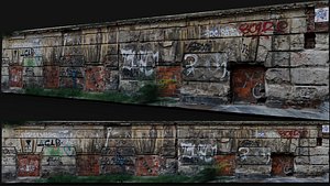 damaged plaster wall derelict building photogrammetry model