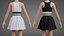 Sportliches Tennis-Outfit in Schwarz-Weiß – Sport-BH-Top mit Faltenminirock