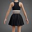 Sportliches Tennis-Outfit in Schwarz-Weiß – Sport-BH-Top mit Faltenminirock