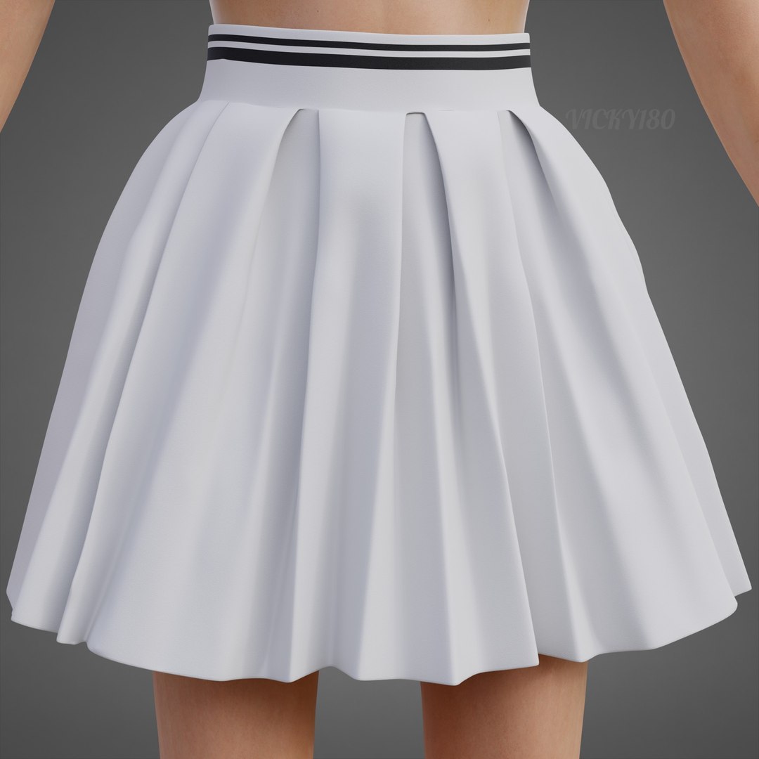 Black and White Sports Wear Tennis Outfit Set - Sports Bra Tank Top with Pleated Mini Skirt Clothing 3D model https://p.turbosquid.com/ts-thumb/x5/8LQvHN/NI/0006/jpg/1783083856/1920x1080/fit_q87/9a498db7b2ab15201b7bcc1f40ba24e9c938ce68/0006.jpg