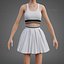 Sportliches Tennis-Outfit in Schwarz-Weiß – Sport-BH-Top mit Faltenminirock