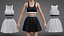 Sportliches Tennis-Outfit in Schwarz-Weiß – Sport-BH-Top mit Faltenminirock