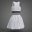 Sportliches Tennis-Outfit in Schwarz-Weiß – Sport-BH-Top mit Faltenminirock