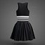 Sportliches Tennis-Outfit in Schwarz-Weiß – Sport-BH-Top mit Faltenminirock