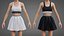 Sportliches Tennis-Outfit in Schwarz-Weiß – Sport-BH-Top mit Faltenminirock