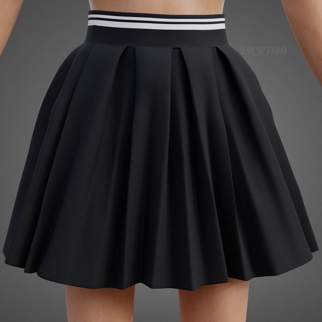 Black and White Sports Wear Tennis Outfit Set - Sports Bra Tank Top with Pleated Mini Skirt Clothing 3D model https://p.turbosquid.com/ts-thumb/x5/8LQvHN/hL/black0006/jpg/1783083861/1920x1080/fit_q87/cbb4254f95ffe989c4f3933c2f56f63402c42060/black0006.jpg