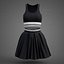 Sportliches Tennis-Outfit in Schwarz-Weiß – Sport-BH-Top mit Faltenminirock
