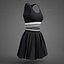 Sportliches Tennis-Outfit in Schwarz-Weiß – Sport-BH-Top mit Faltenminirock