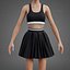 Sportliches Tennis-Outfit in Schwarz-Weiß – Sport-BH-Top mit Faltenminirock