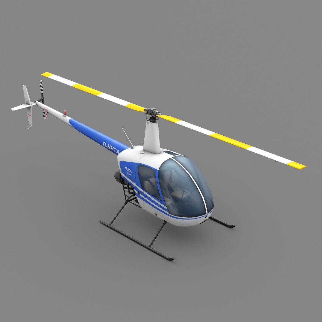 3d low-poly robinson r22 helicopter