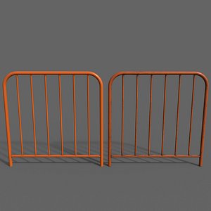 3D model PBR Pedestrian Guard Rail Orange V2