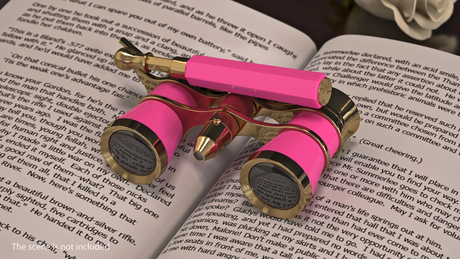 Elegant Pink Opera Glasses with Handle 3D model preview