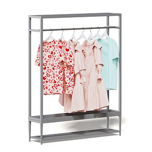 grey market rack clothes 3D model