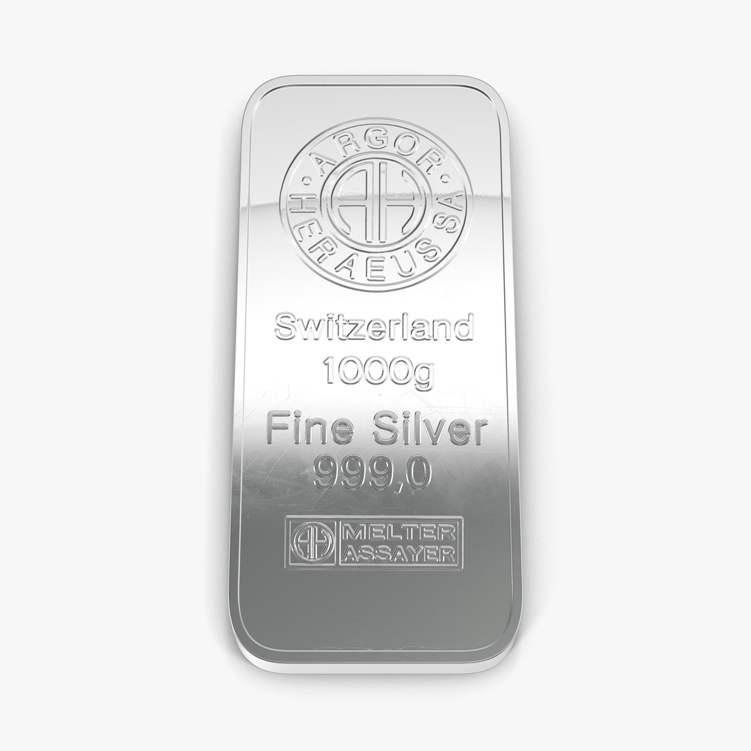 Silver Bar 1000g 3D Model 3D model preview