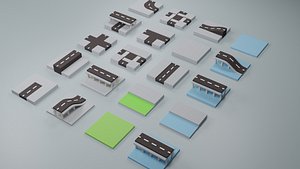 Low poly Road street pack 20 in one
