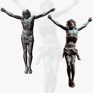 Statue and Relief Crucifixion Pack Jesus Christ Sculptures Christian Cross 2 models