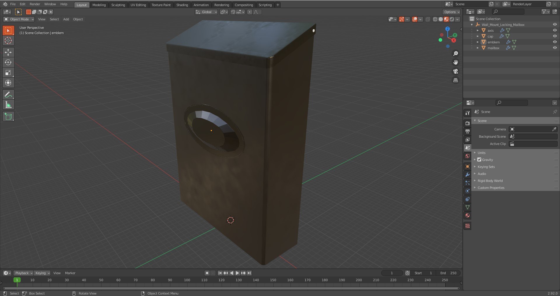3D Wall Mount Locking Mailbox - TurboSquid 2152154