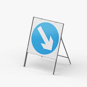 Keep Right Square Road Sign 3D