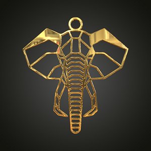 3D Linear elephant pendant