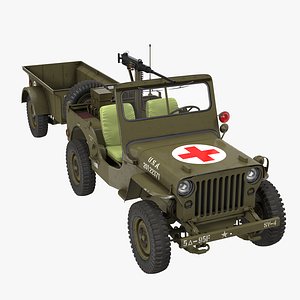 willys jeep 44 trailer 3d max