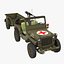Willys Jeep MB 44 con Trailer Ambulance Modello 3D