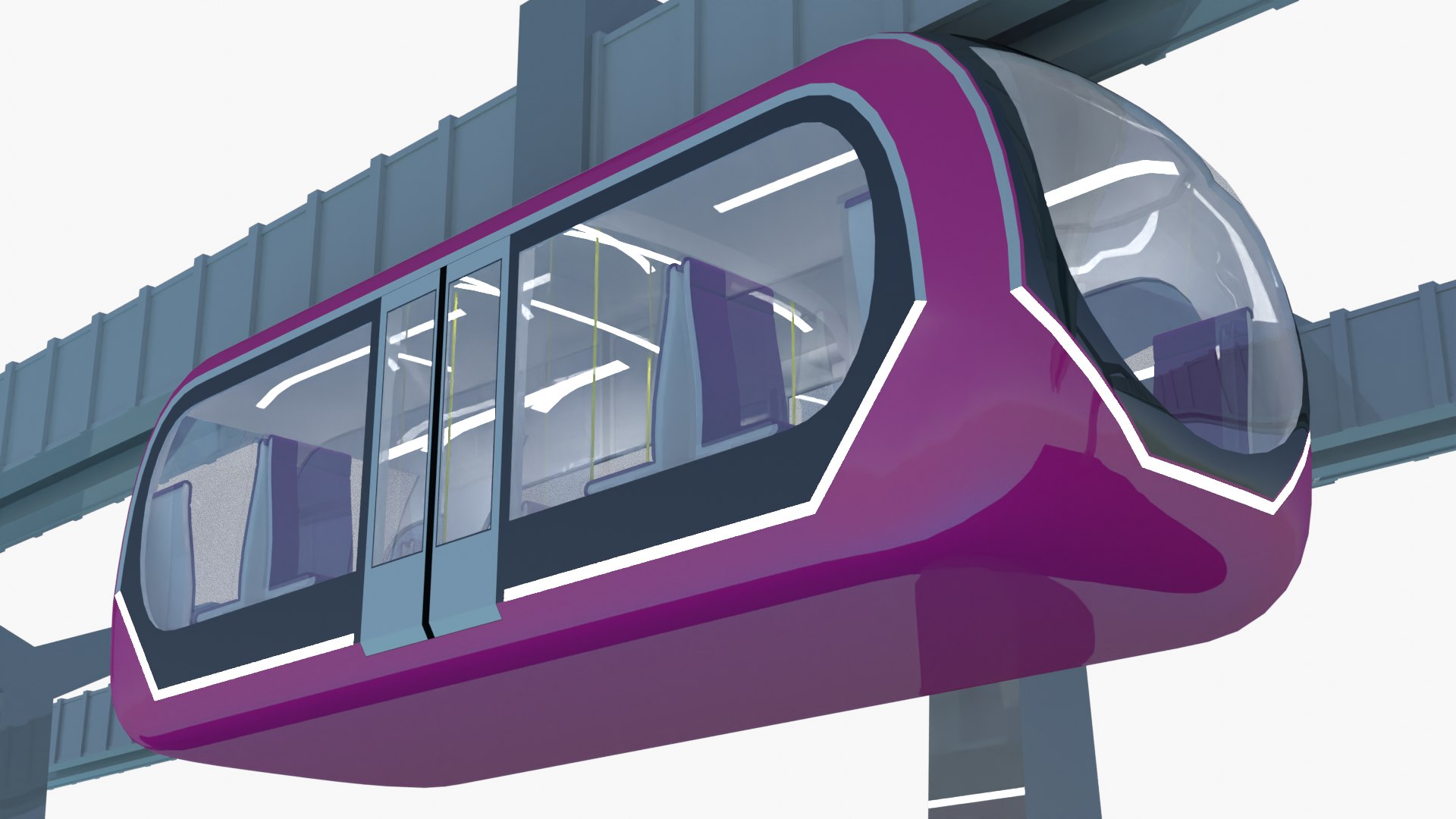 3D Elevated Train Pink Model - TurboSquid 1989073