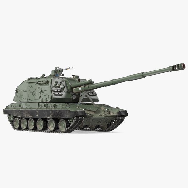 2S19 Msta Green Dirt Rigged 3D model