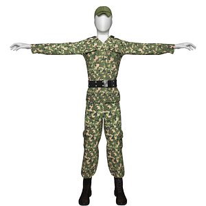 3D model Military uniform rigged