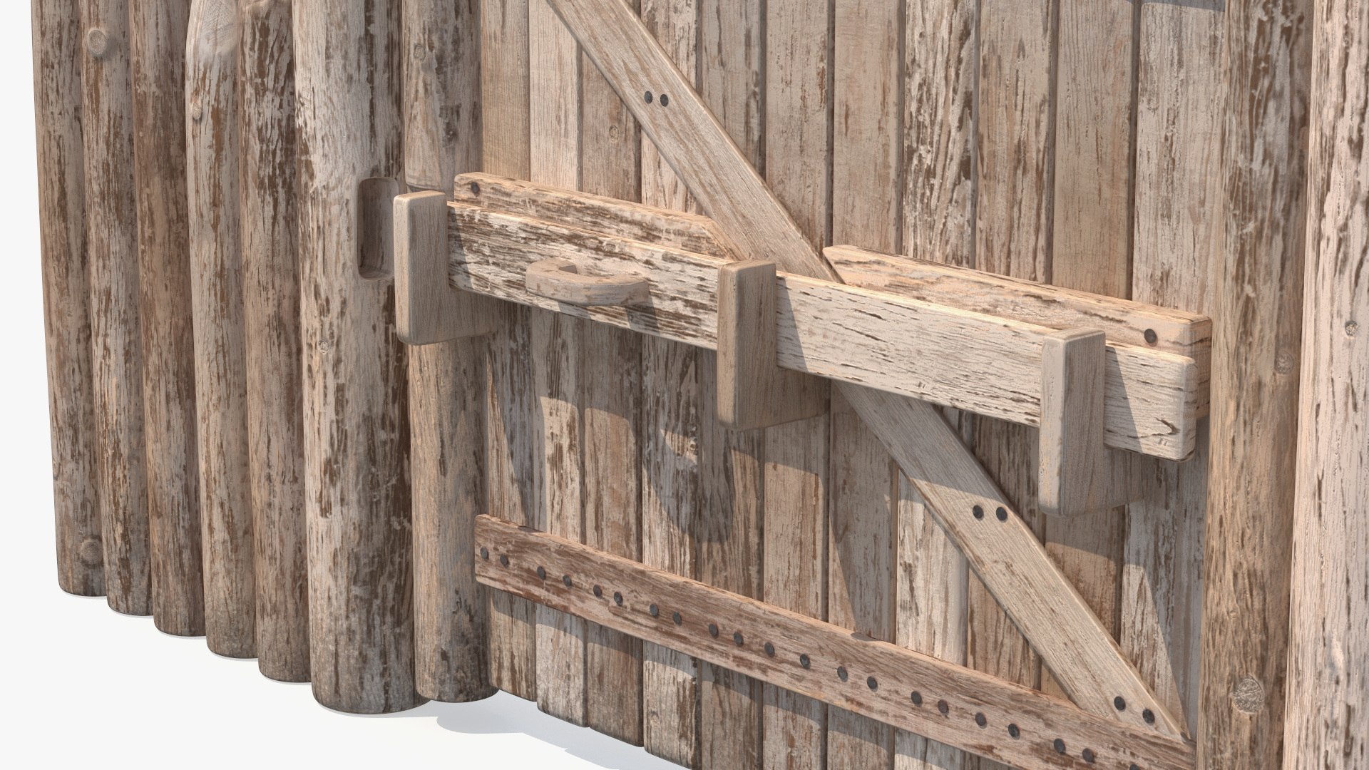 Village Gate With Fence 3D Model - TurboSquid 2350649