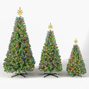 Christmas Tree With Multicolor Lights Set 1 3D model