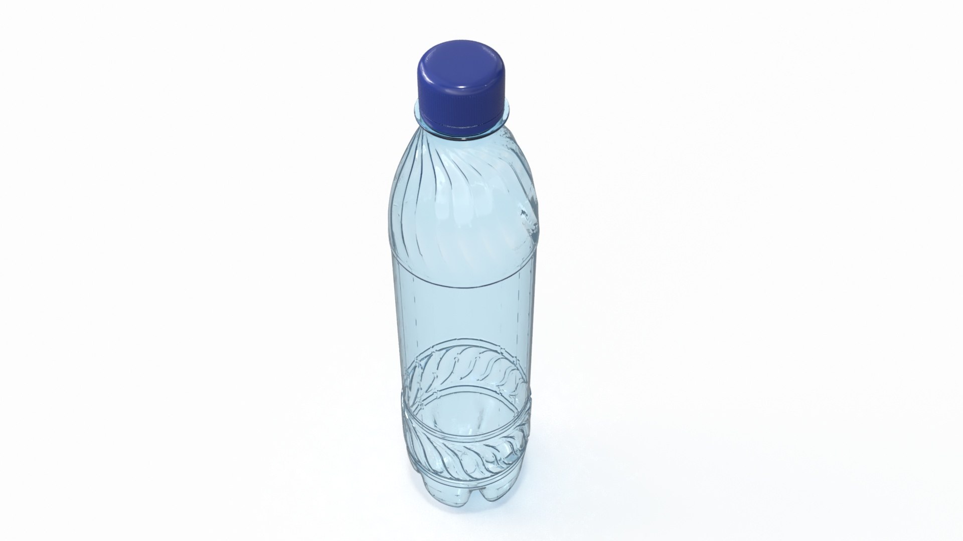 Reusable Plastic Drink Bottle with Cap Blue 3D model preview