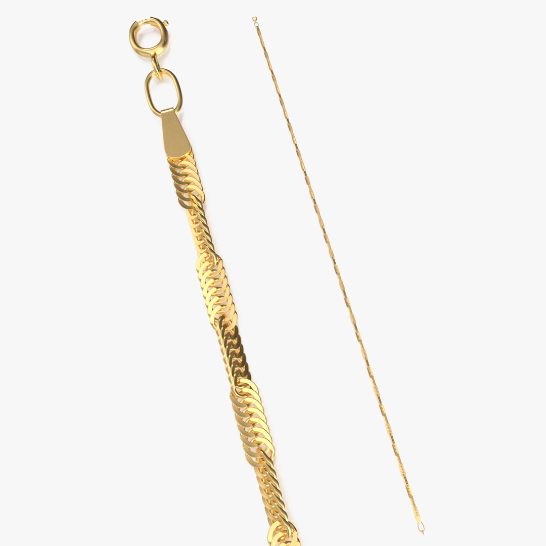 Golden Singapore Chain 3D model preview