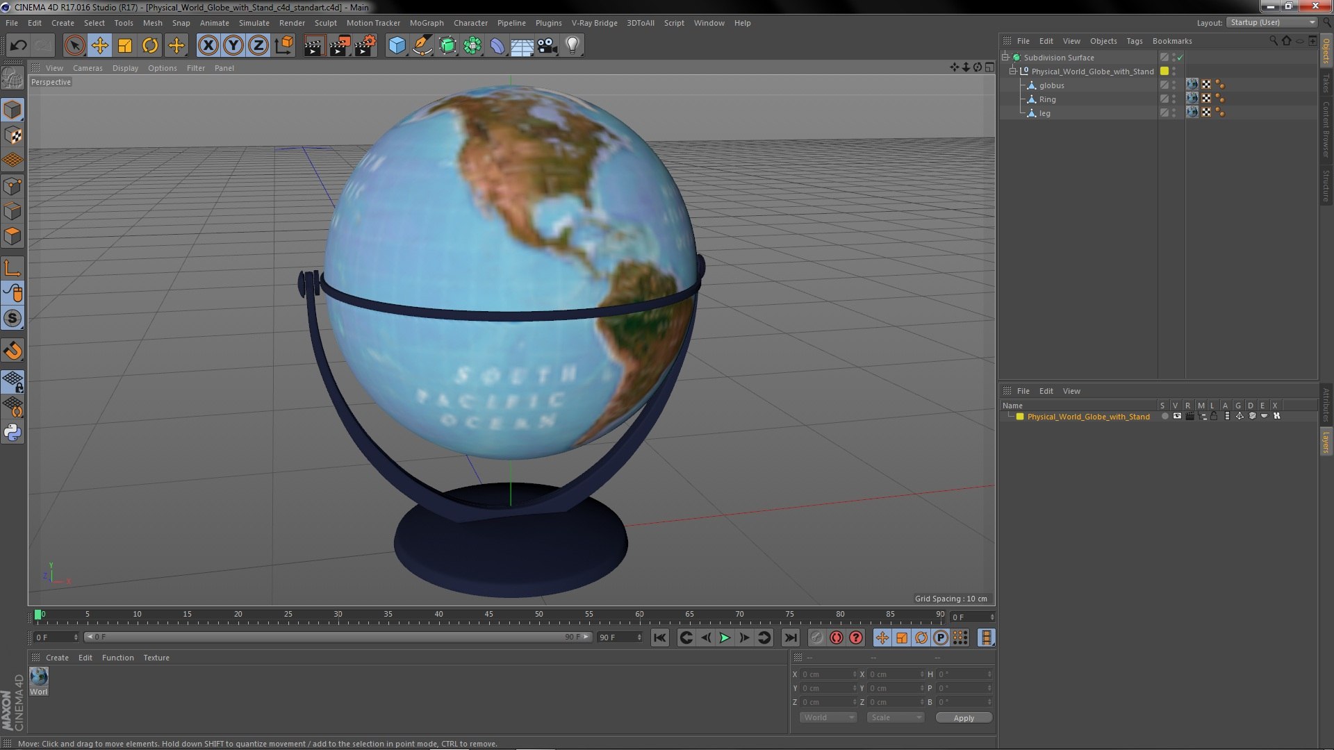 Physical World Globe With Stand Model - TurboSquid 1879422