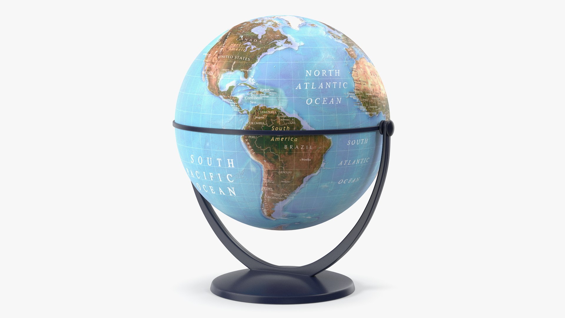 Physical World Globe with Stand 3D model preview