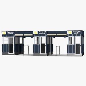Airport Border Control Counter Blue