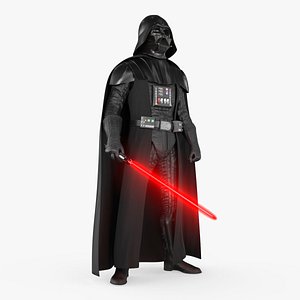 3D model Star Wars Darth Vader Standing with Lightsaber