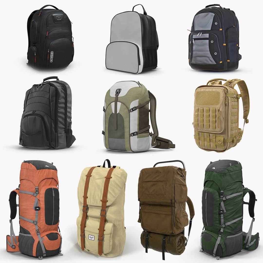 Backpacks Collection 7 3D model preview