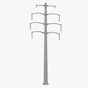 Steel Power Lines 01 No Wires Clean and Dirty 3D model