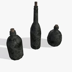 Wine bottles - Game ready 3D model