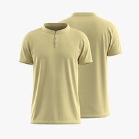 Band Collar Men Polo T-shirt